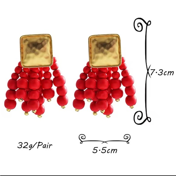 Zara Red Cascade Beaded Earrings - Picture 7 of 13